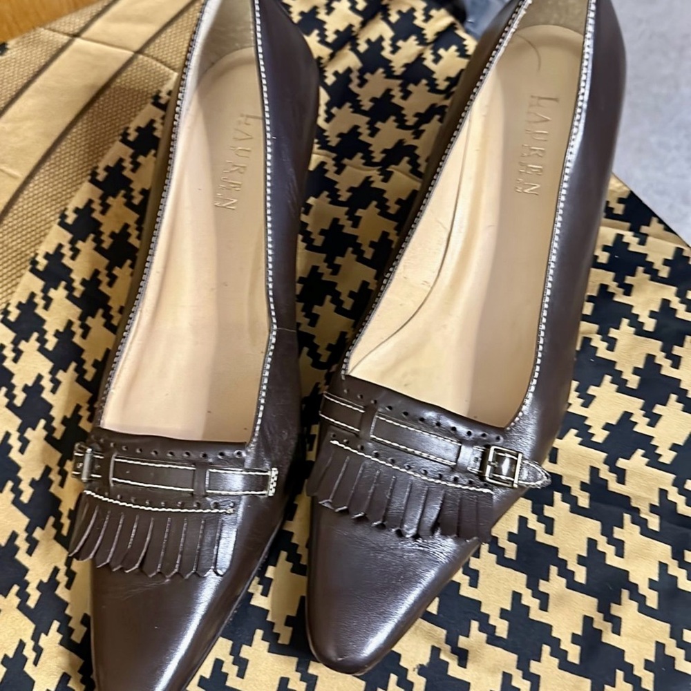 Ralph Lauren Dark Brown Leather Oxford Pumps